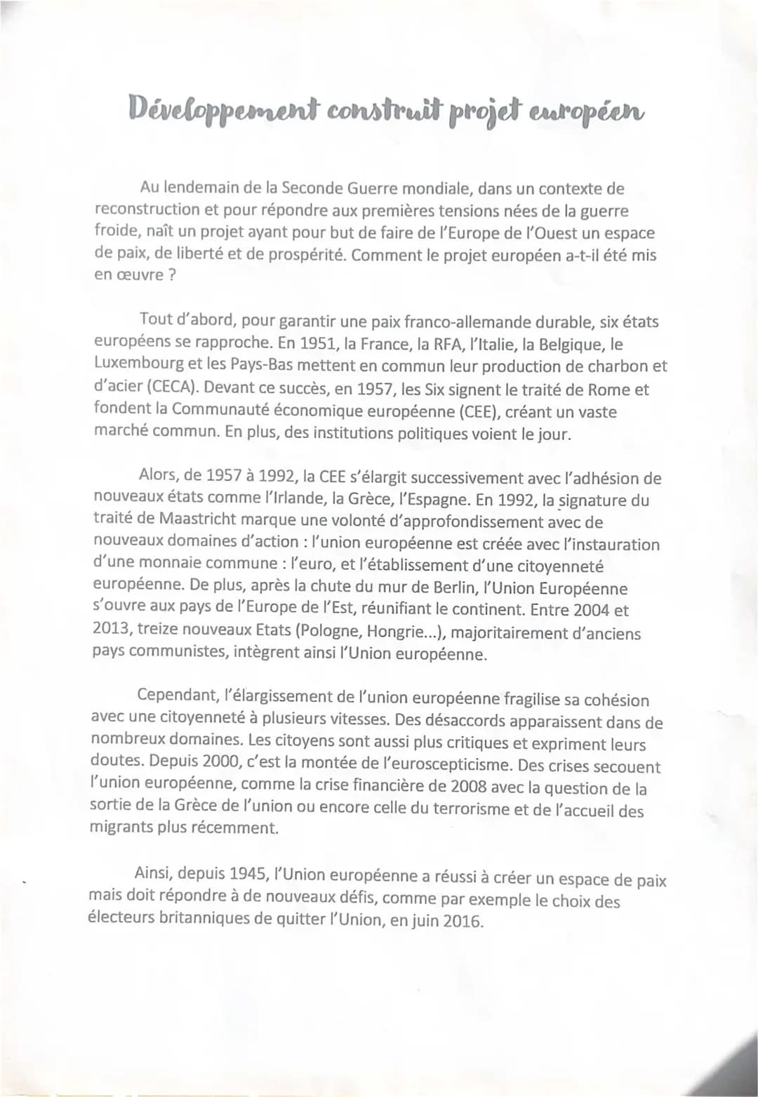 développement construit projet européen 