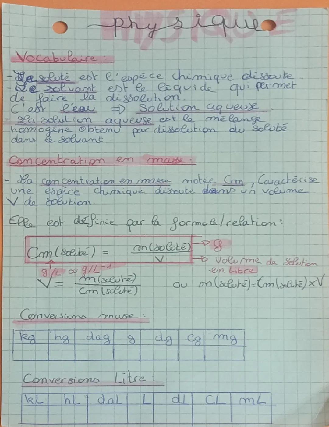 physique

Vocabulaire:
-La soluté est l'espèce chimique dissoute.
-Le solvant est le liquide qui permet
de faire la dissolut, on
rela
C'est 