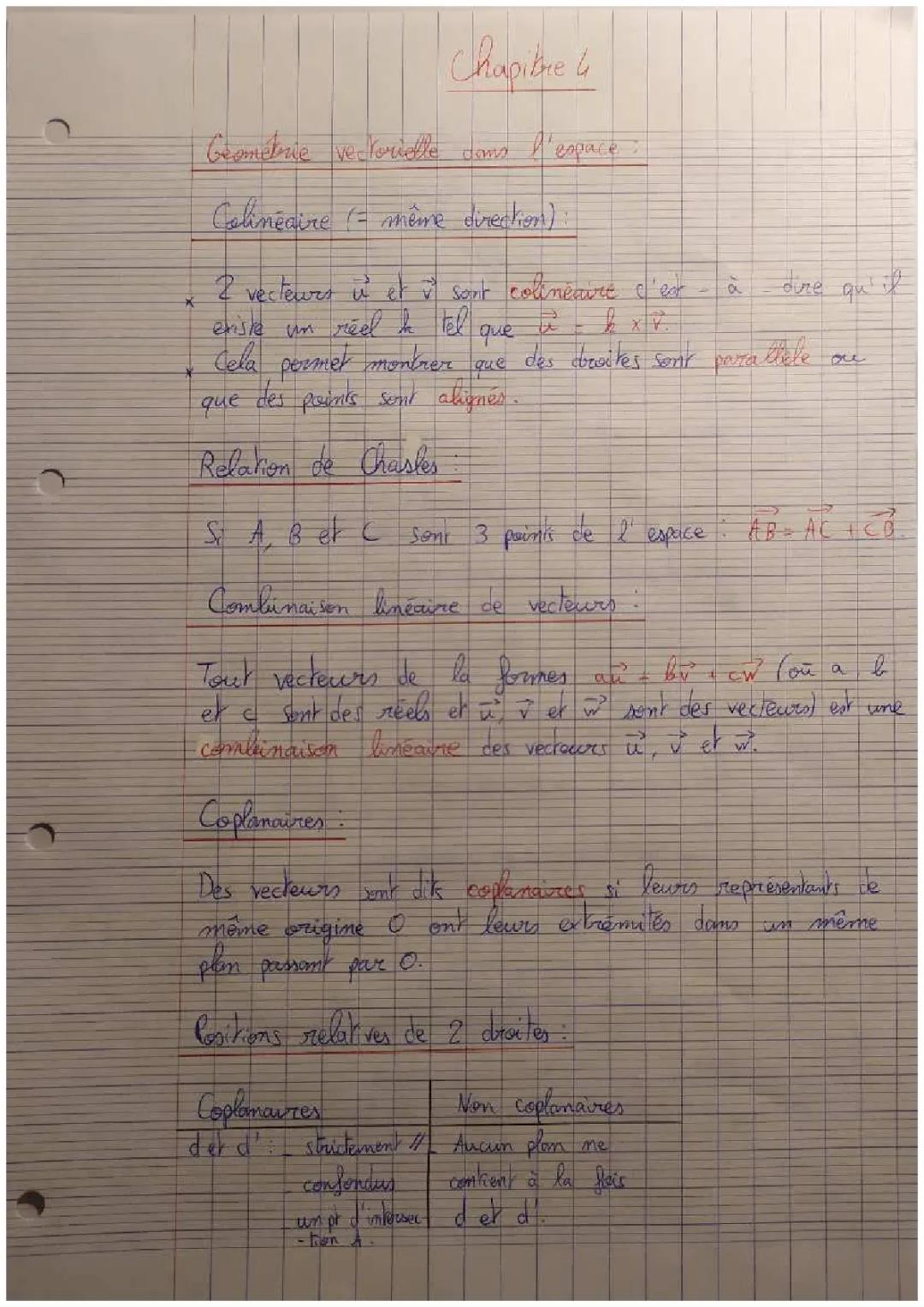 Géométrie vectorielle dans l'espace