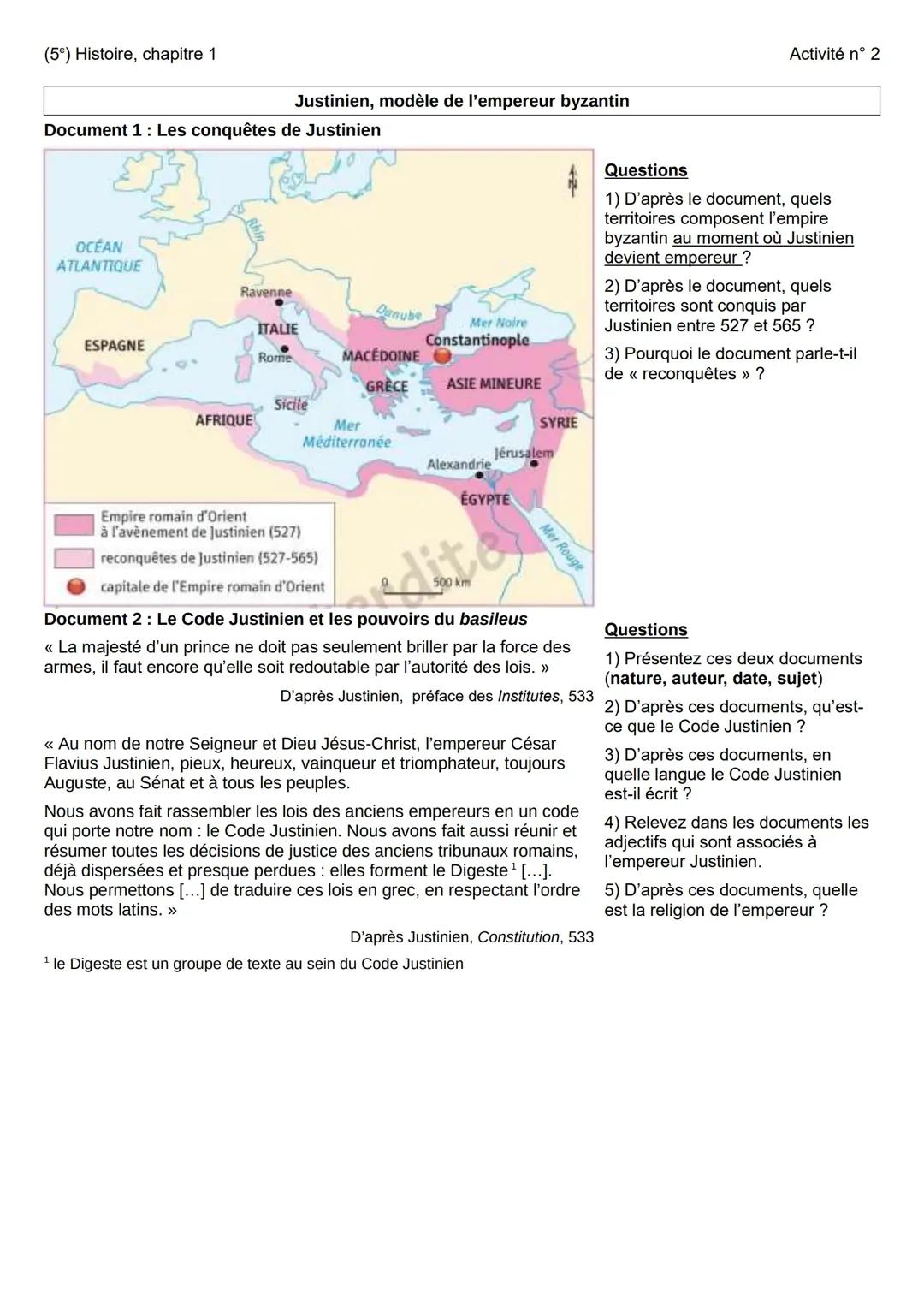 Les conquêtes de Justinien  si vous avez besoin d'aide sur sa vener en priv 