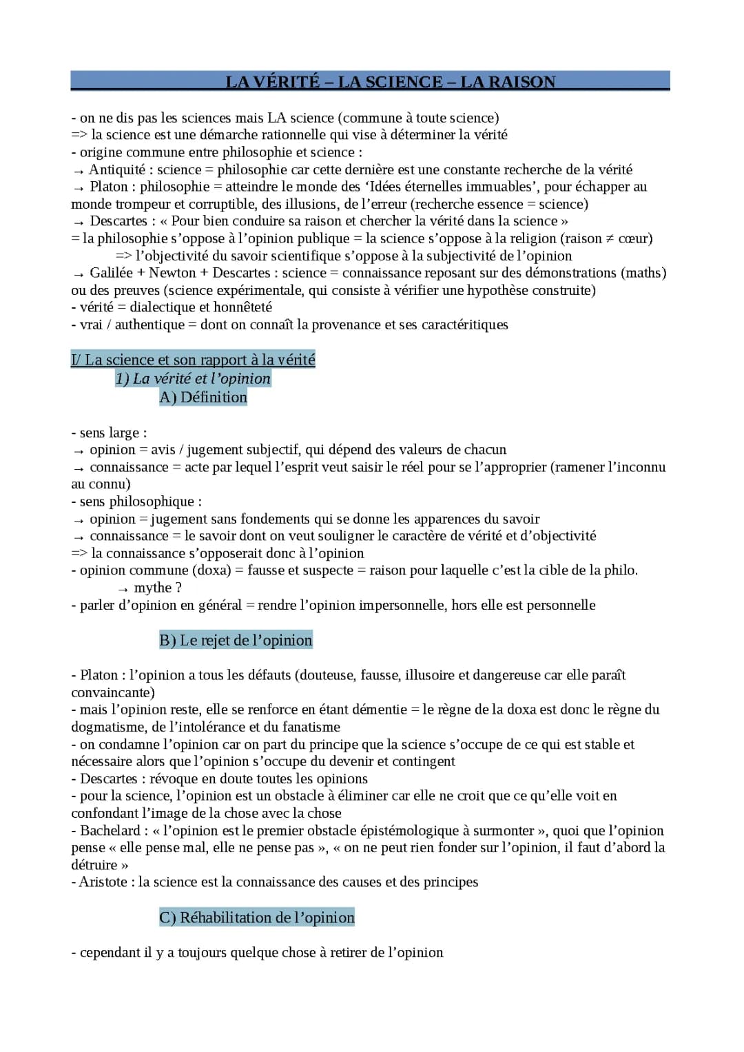 Histoire de la Philosophie et Vérité Scientifique - Philo Simplifiée