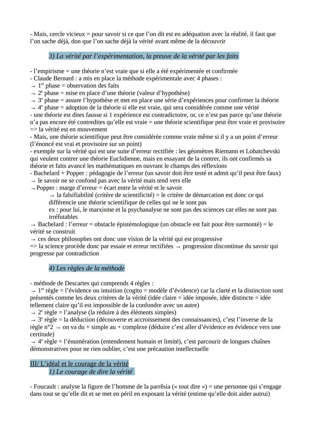 - on ne dis pas les sciences mais LA science (commune à toute science)
=> la science est une démarche rationnelle qui vise à déterminer la v