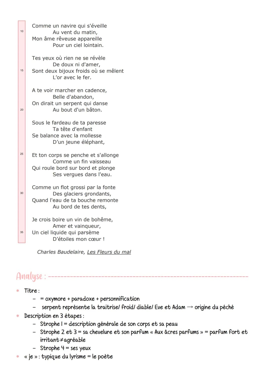 Textes de bac : texte EAF n°4
Le serpent qui danse, Les Fleurs du Mal (Spleen et Idéal), Baudelaire
Introduction
*Baudelaire :
poète XIX
<< 