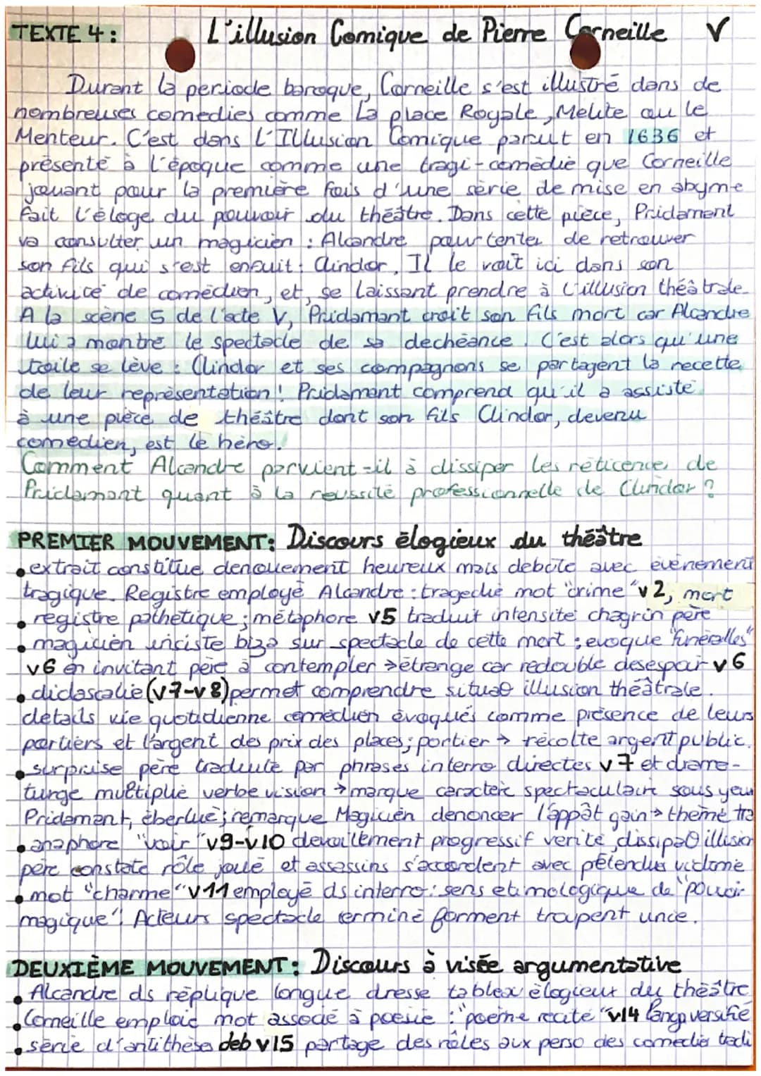 Parcours spectacle et comédie
Texte 1: Dans L'illusion comique, en 1635, le dramaturge Pierre Corneille fait l'éloge du théâtre et du
métier