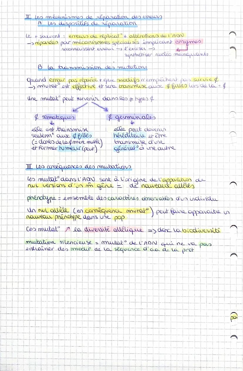 ि
obs
CG
SVT
mutation processus permettant la diversité de (infog
changement, non réparé, dans la séquence de nucléctides
d'un allèle et tra