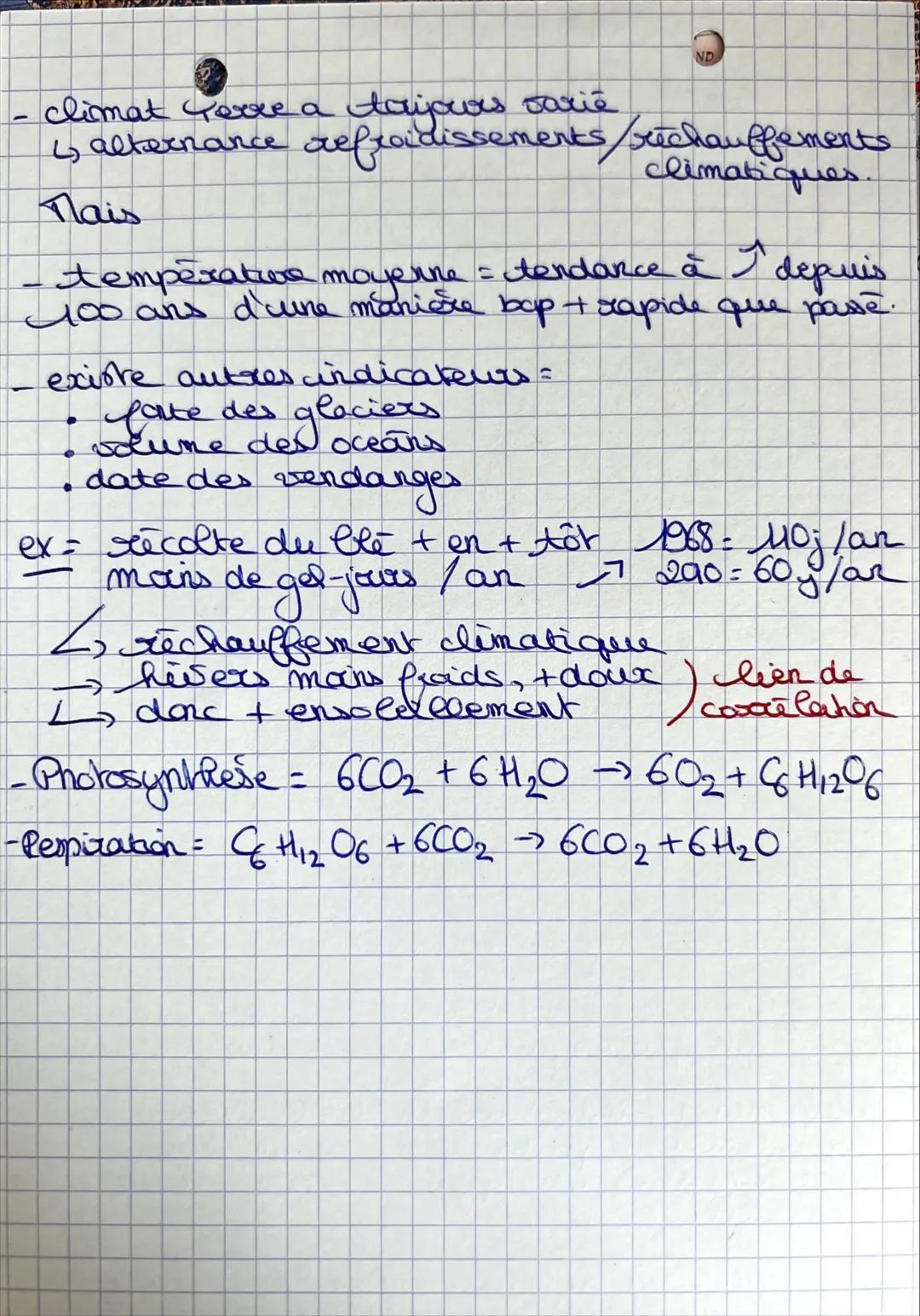 Chapitre 4.2
Difference entre climat et météo
réchauffement climatique = température
a de 1,1°C après l'air industrielle
grandeurs physiques