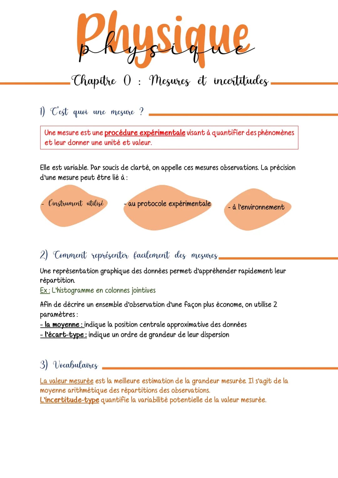 Physique
- Chapitre 0 mesures et incertitudes
:
1) C'est quoi une mesure ?
Une mesure est une procédure expérimentale visant à quantifier de