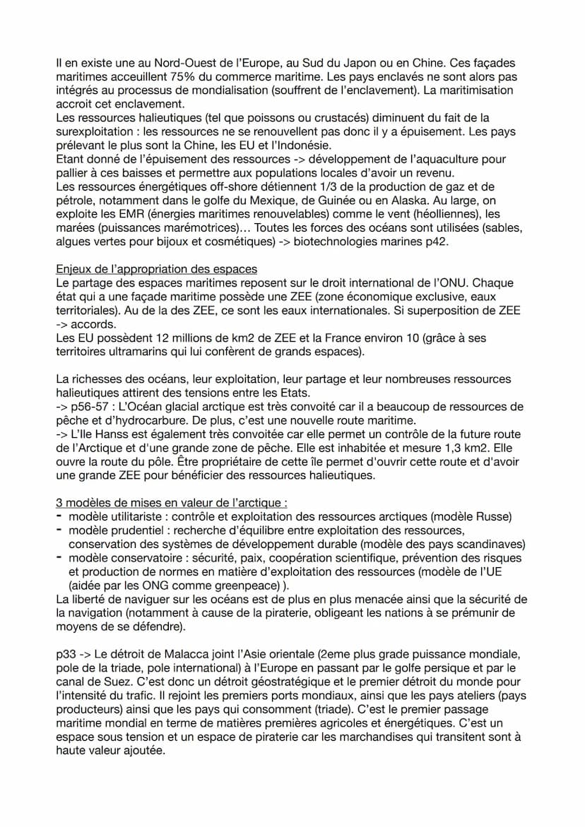 Géographie thème 1 - mers et océans au coeur de la mondialisation
mers et océans -> fondamental pour l'économie mondiale, contribuent à la m