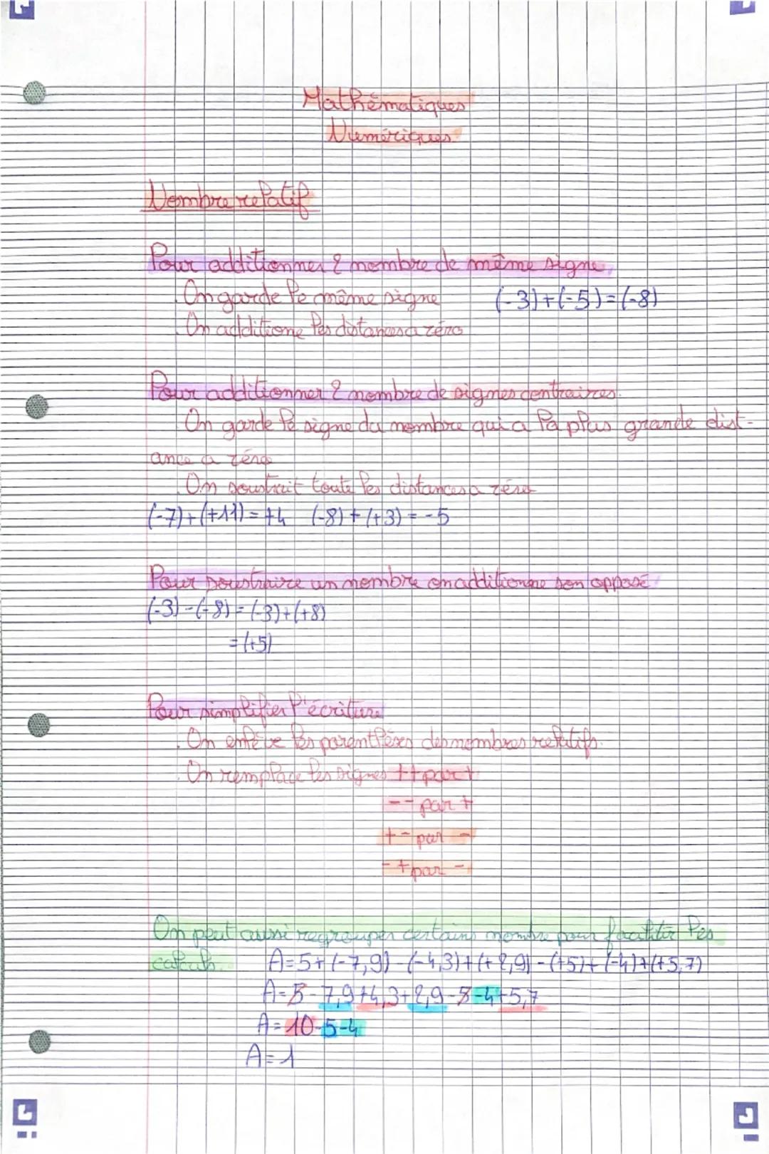 ## Mathématiques
## Numériques

**Nombre relatif**

Pour additionner 2 membre de même signe
On garde le même signe
(-3)+(-5)=(-8)

Pour addi