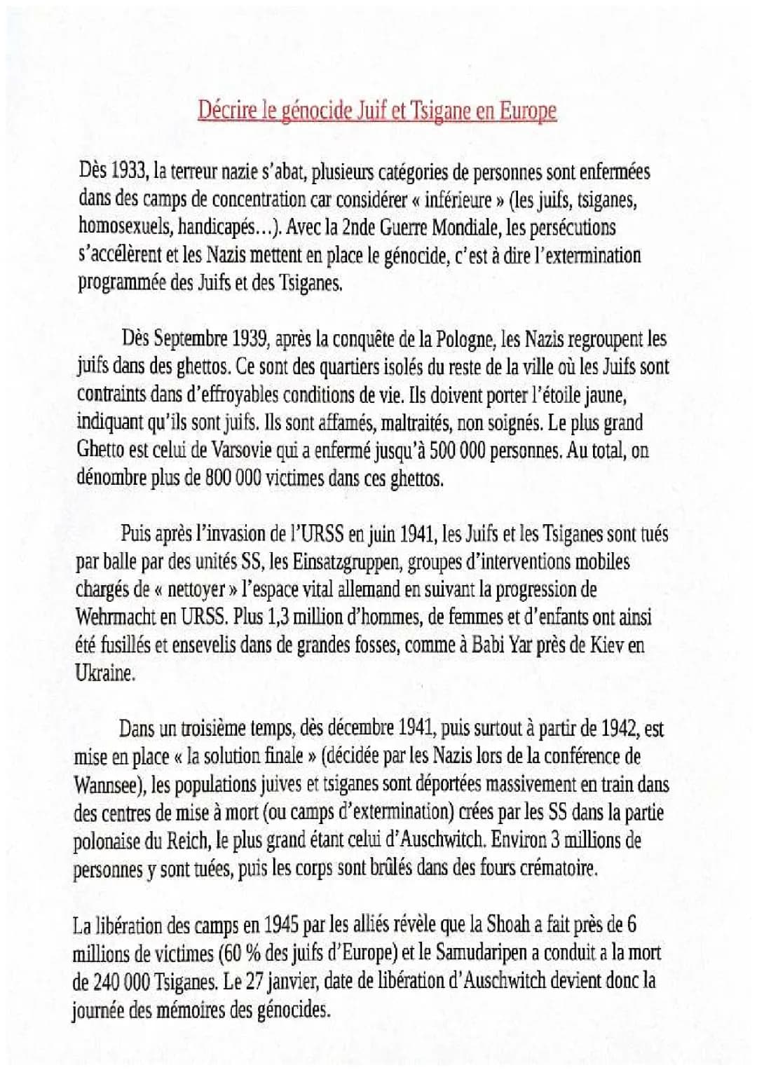 Le Terrible Génocide des Juifs et Tsiganes en Europe