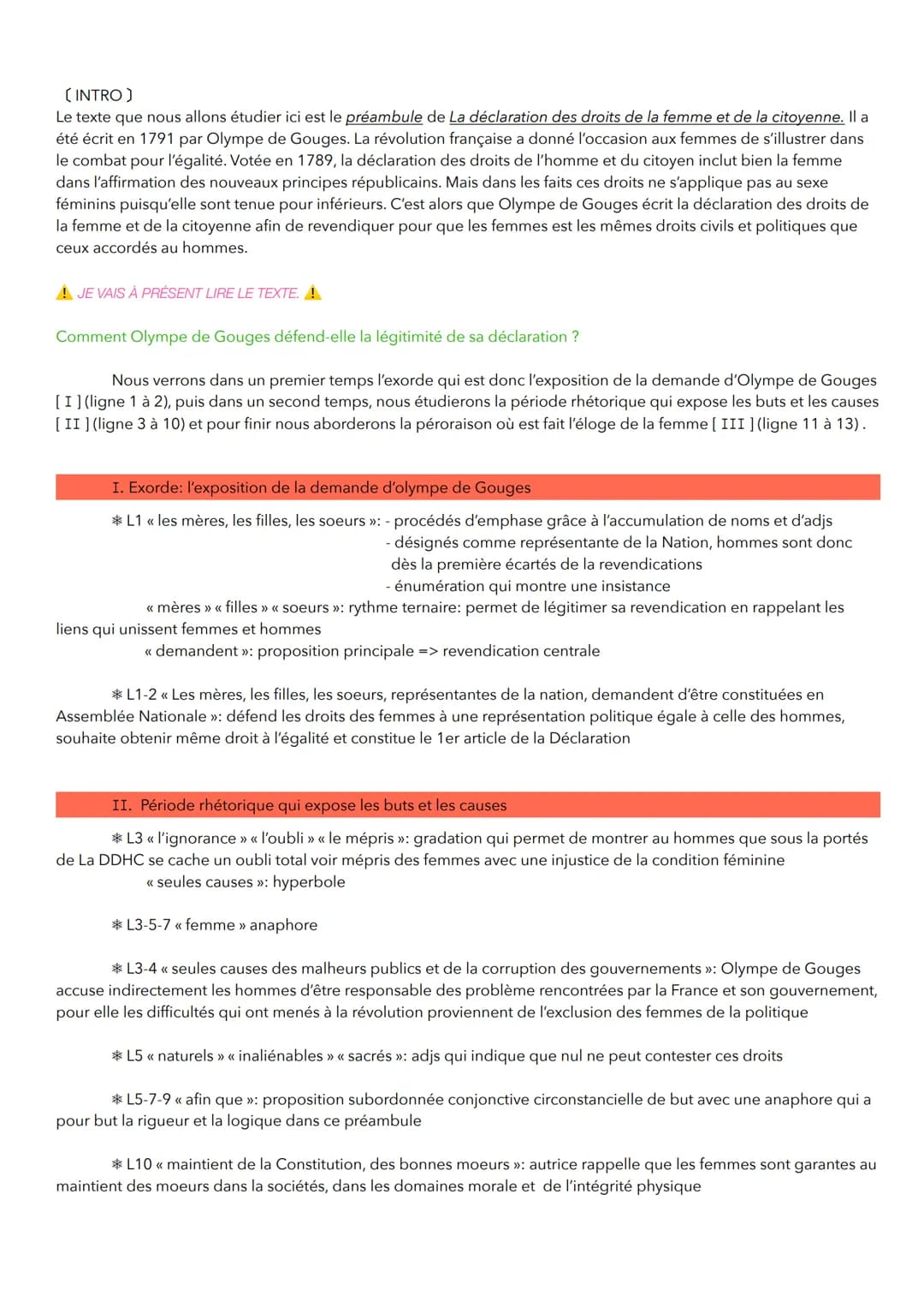 Objet d'étude: La littérature d'idée du XVIe au XVIIIe siècle
SEQ 7: Olympes de Gouges
Déclaration des droits de la femme et de la citoyenne