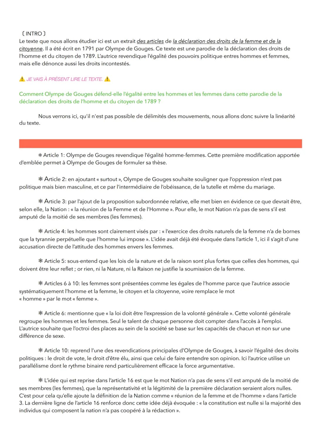 Objet d'étude: La littérature d'idée du XVIe au XVIIIe siècle
SEQ 7: Olympes de Gouges
Déclaration des droits de la femme et de la citoyenne