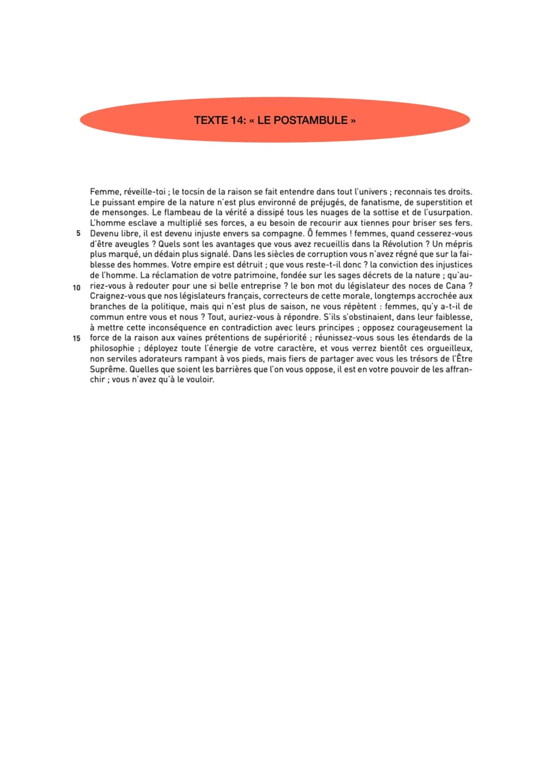 Objet d'étude: La littérature d'idée du XVIe au XVIIIe siècle
SEQ 7: Olympes de Gouges
Déclaration des droits de la femme et de la citoyenne
