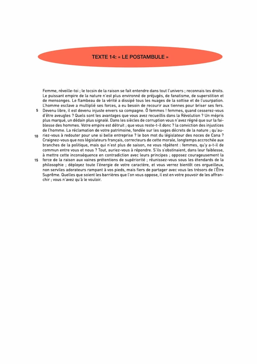Objet d'étude: La littérature d'idée du XVIe au XVIIIe siècle
SEQ 7: Olympes de Gouges
Déclaration des droits de la femme et de la citoyenne