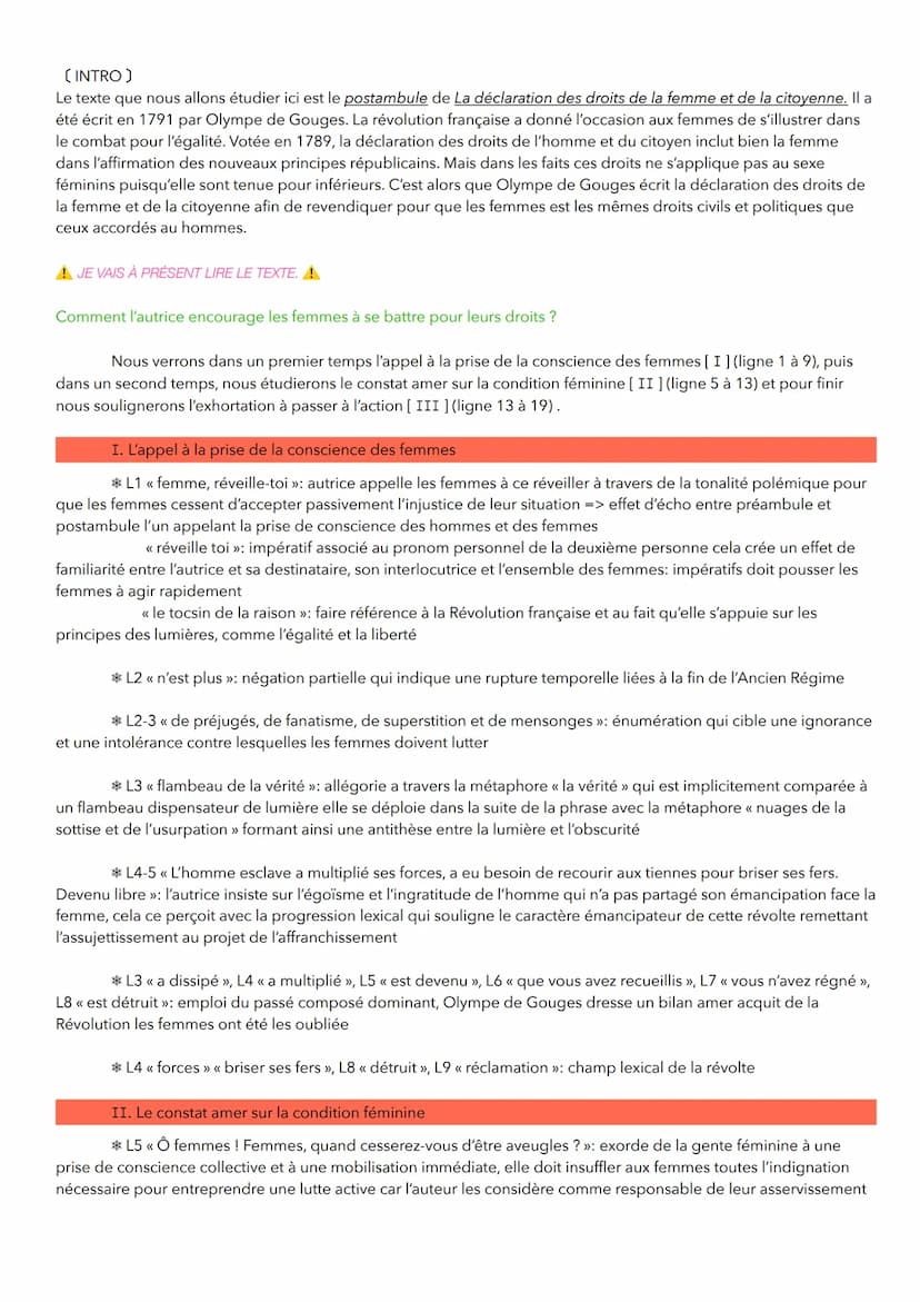 Objet d'étude: La littérature d'idée du XVIe au XVIIIe siècle
SEQ 7: Olympes de Gouges
Déclaration des droits de la femme et de la citoyenne