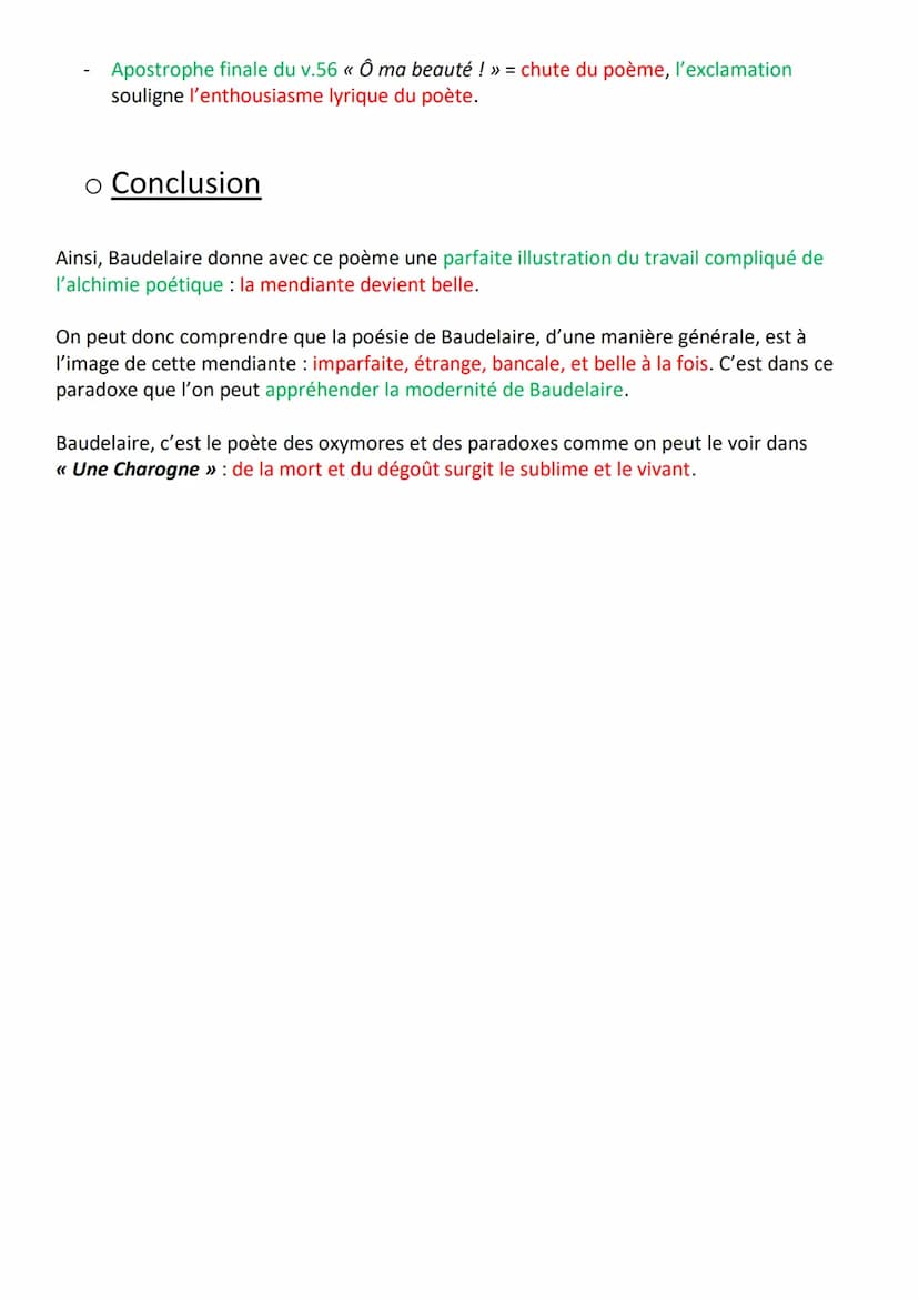 ORAL - TEXTE 3 : Fleurs du Mal - POÉSIE :
<< A une mendiante rousse >>
o Introduction :
1. PRÉSENTATION : Charles Baudelaire est un poète à 