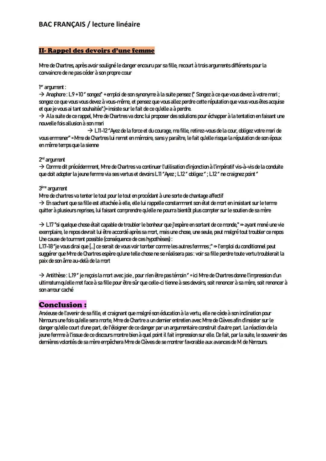 BAC FRANÇAIS / lecture linéaire
Les Dernières recommandation de Madame de Chartres
Introduction :
Introduction: Le roman de Madame de Lafaye