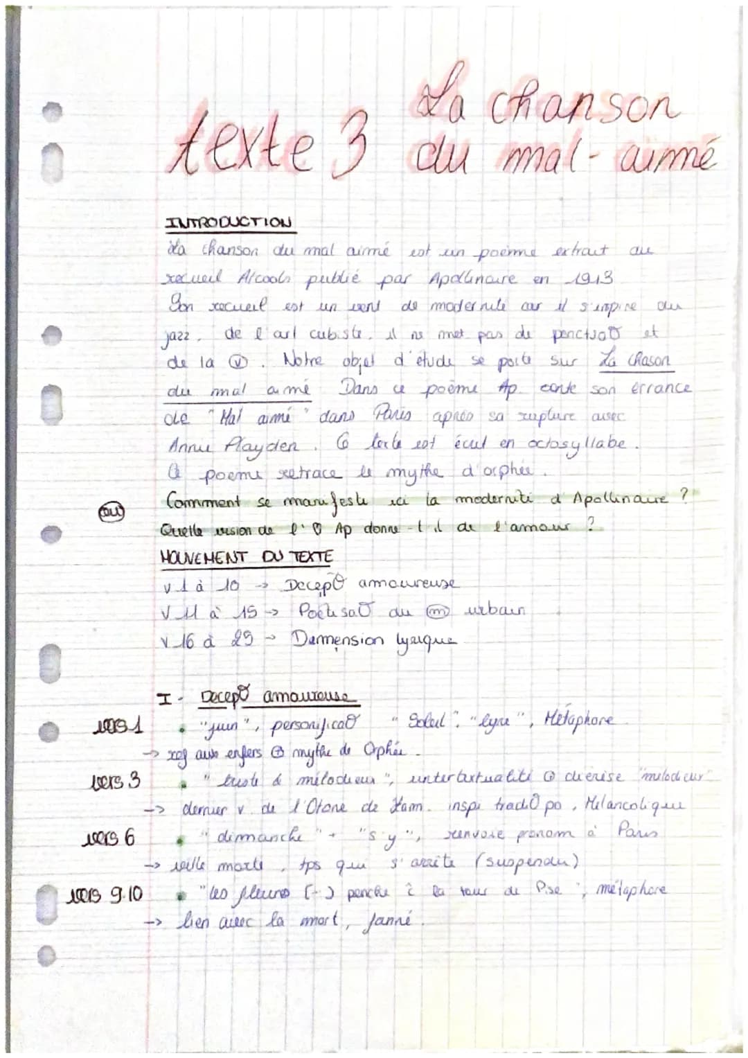 cout
1001
vers 3
vers 6
vers 9.10
texte 3
INTRODUCTION
da chanson du mal aimé est un poème extract au
recueil Alcools publié par Apollincure
