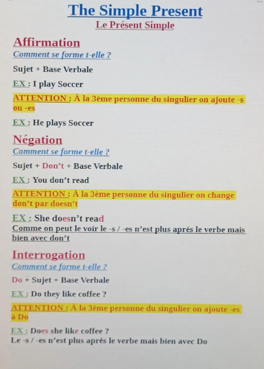 Le présent simple (anglais)