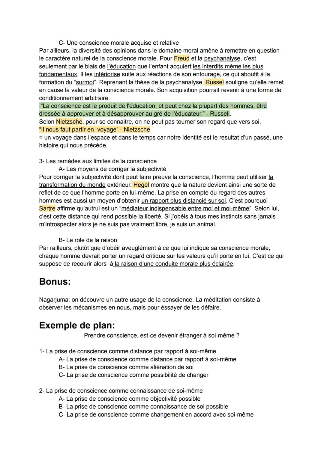 Conscience
-du latin: "cum scientia" = avec savoir
- la capacité du sujet à se représenter le monde et lui-même
1- La conscience comme sourc
