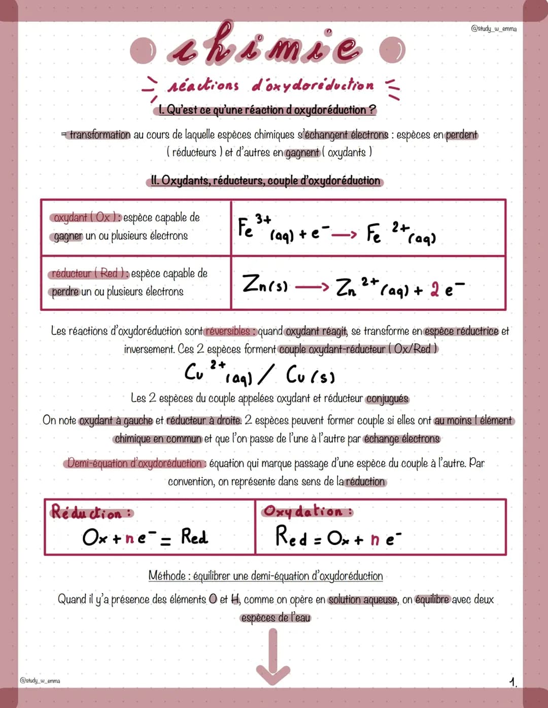 Découvre les Réactions d'Oxydoréduction ! Cours et Exercices Corrigés PDF