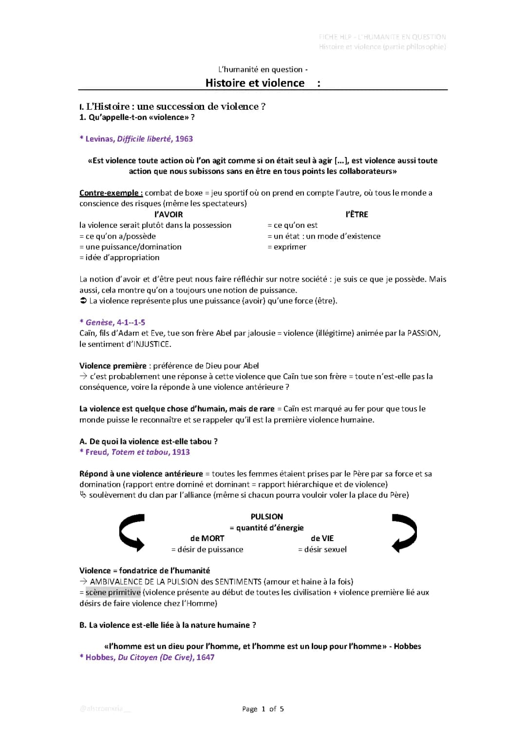 Histoire et violence (partie philosophie)