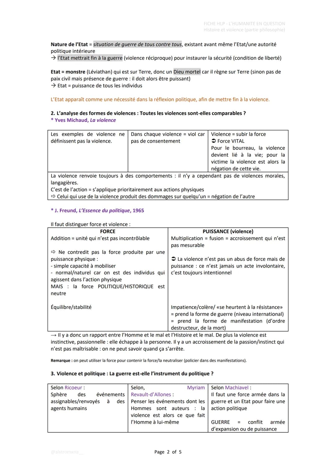 1. L'Histoire : une succession de violence ?
1. Qu'appelle-t-on <<violence>> ?
L'humanité en question -
Histoire et violence :
* Levinas, Di