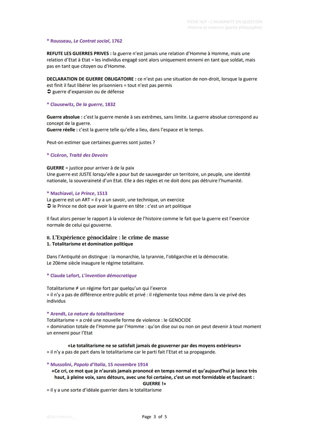 1. L'Histoire : une succession de violence ?
1. Qu'appelle-t-on <<violence>> ?
L'humanité en question -
Histoire et violence :
* Levinas, Di