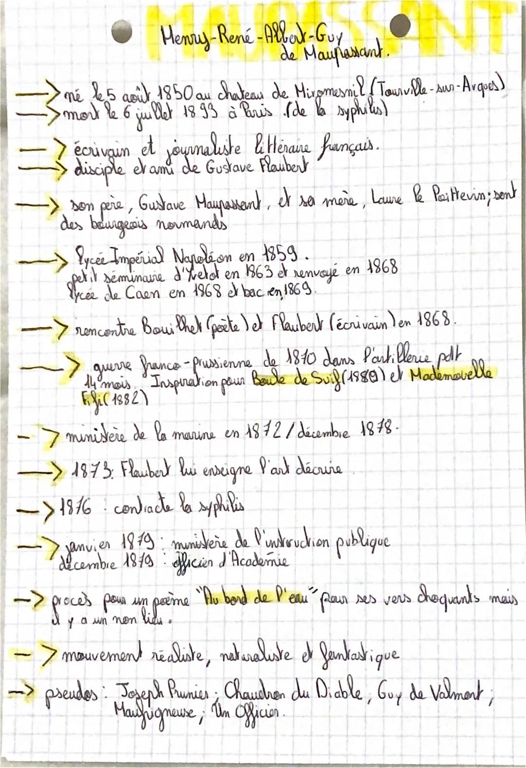Henry-René-Albert-Guy
de Maupassant.
•né le 5 août 1850 au chateau de Mirgmesnil (Tourville-sur-Arques)
- mort le 6 juillet 1893 à Pris (de 