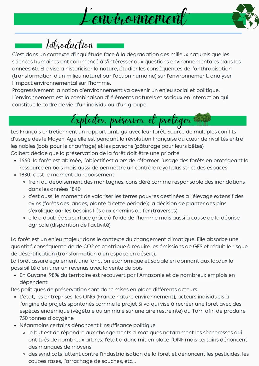 L'environnement
Introduction
C'est dans un contexte d'inquiétude face à la dégradation des milieux naturels que les
sciences humaines ont co