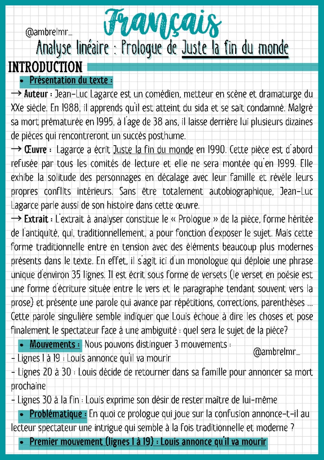 Prologue - Juste la fin du monde PDF: Analyse linéaire et Résumé
