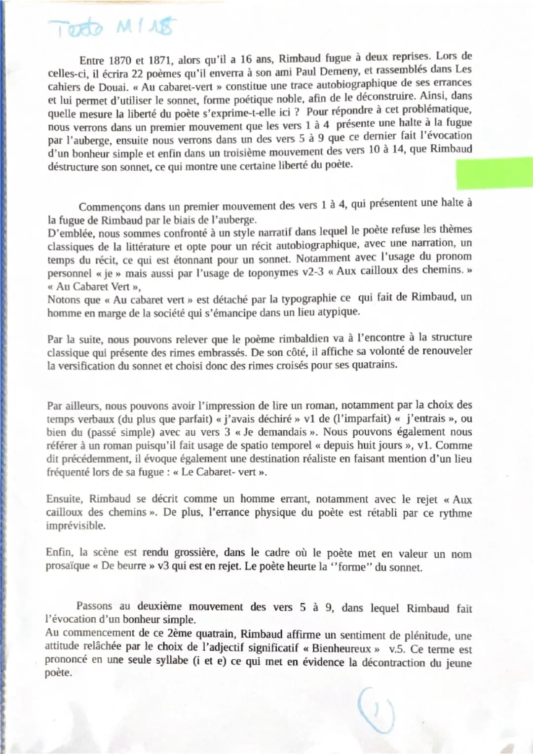 11/16
Au Cabaret-vert
aurob. + feut novial),
Depuis huit jours, j'avais déchiré mes bottines rimes croisé
Aux cailloux des chemins. J'entrai