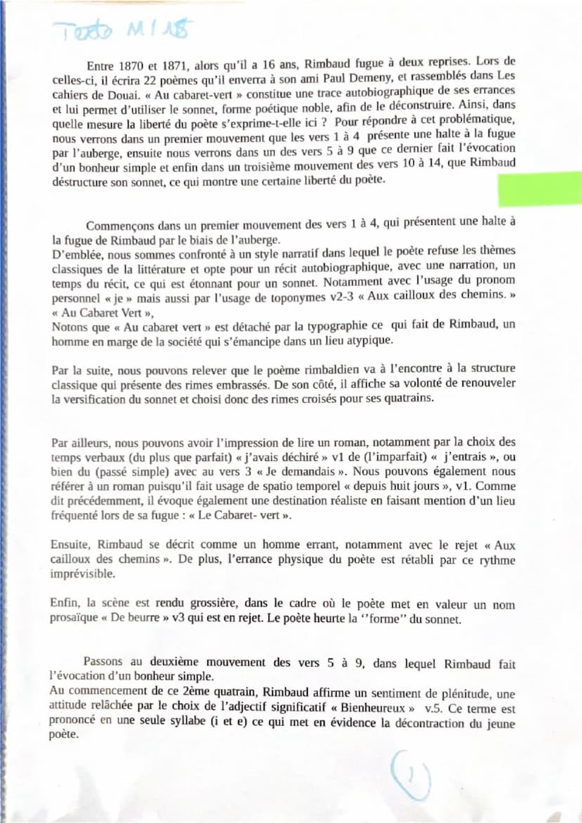 11/16
Au Cabaret-vert
aurob. + feut novial),
Depuis huit jours, j'avais déchiré mes bottines rimes croisé
Aux cailloux des chemins. J'entrai