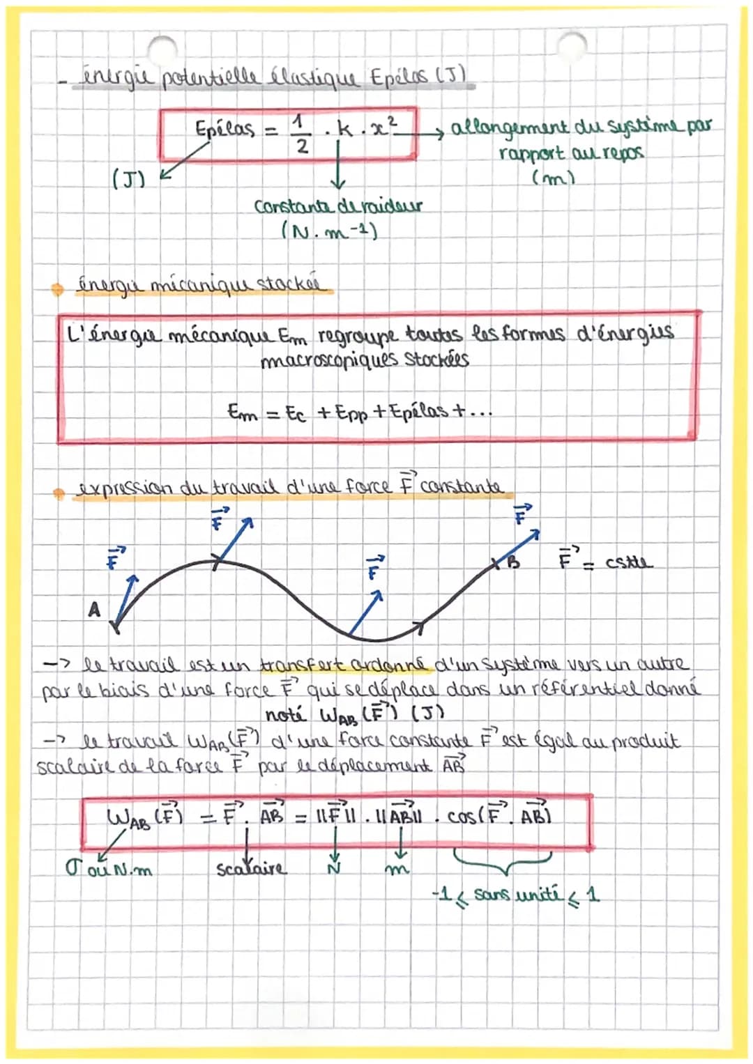 chapitre 6
Energies stockées dans un système mécanique
et leurs conversions par travail d'une force
l'énergie cinétique Ec (J)
-- l'énergie 