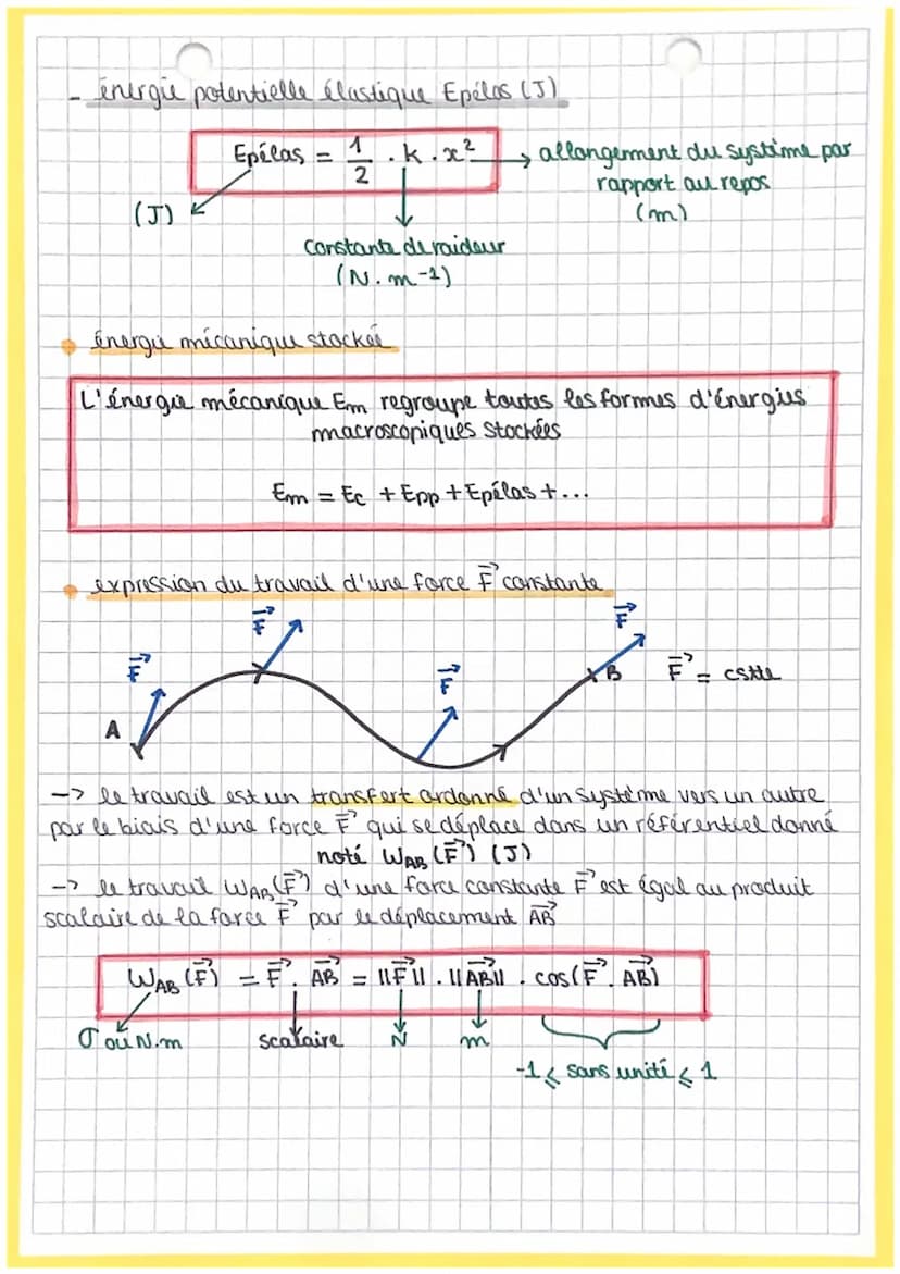 chapitre 6
Energies stockées dans un système mécanique
et leurs conversions par travail d'une force
l'énergie cinétique Ec (J)
-- l'énergie 
