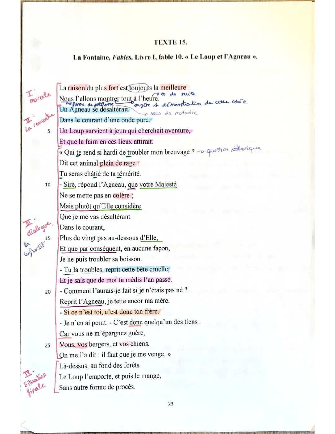 Le loup et l’agneau bac de français 