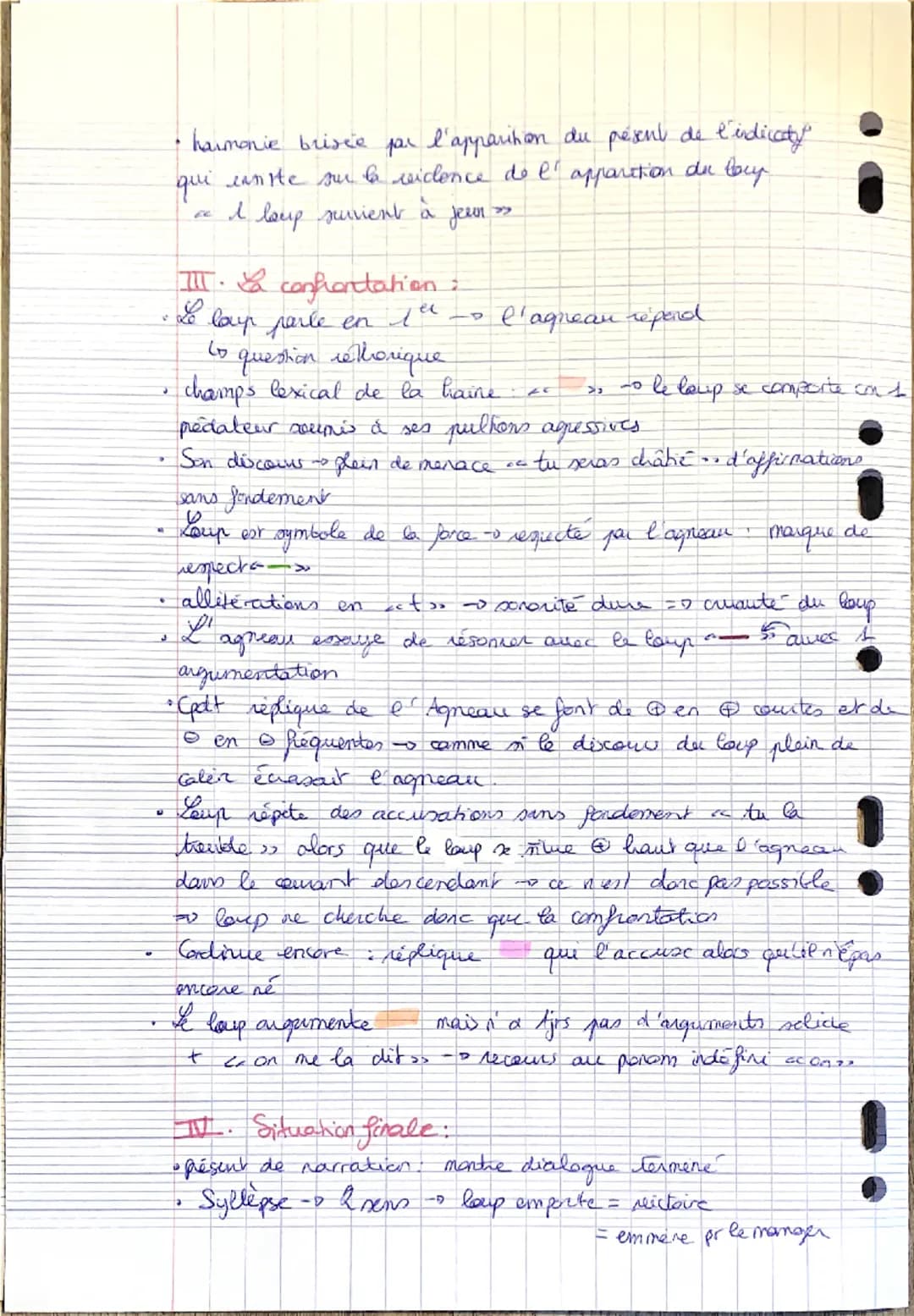 TEXTE 15.
La Fontaine, Fables. Livre I, fable 10. « Le Loup et l'Agneau »>.
I
I'
morale
La rencontre
10
5
I.
dialogue,
la
Confrontat. 15
TY.