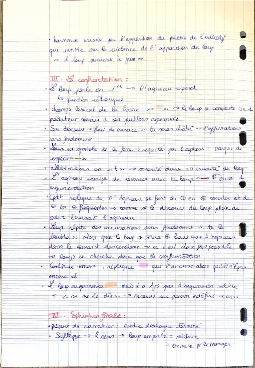 TEXTE 15.
La Fontaine, Fables. Livre I, fable 10. « Le Loup et l'Agneau »>.
I
I'
morale
La rencontre
10
5
I.
dialogue,
la
Confrontat. 15
TY.