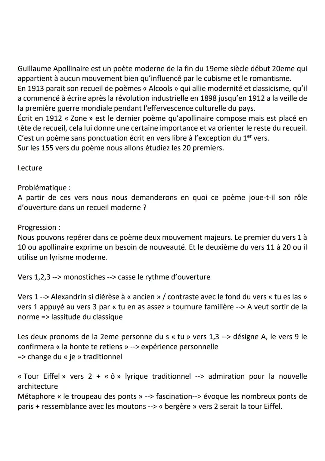 Guillaume Apollinaire est un poète moderne de la fin du 19eme siècle début 20eme qui
appartient à aucun mouvement bien qu'influencé par le c