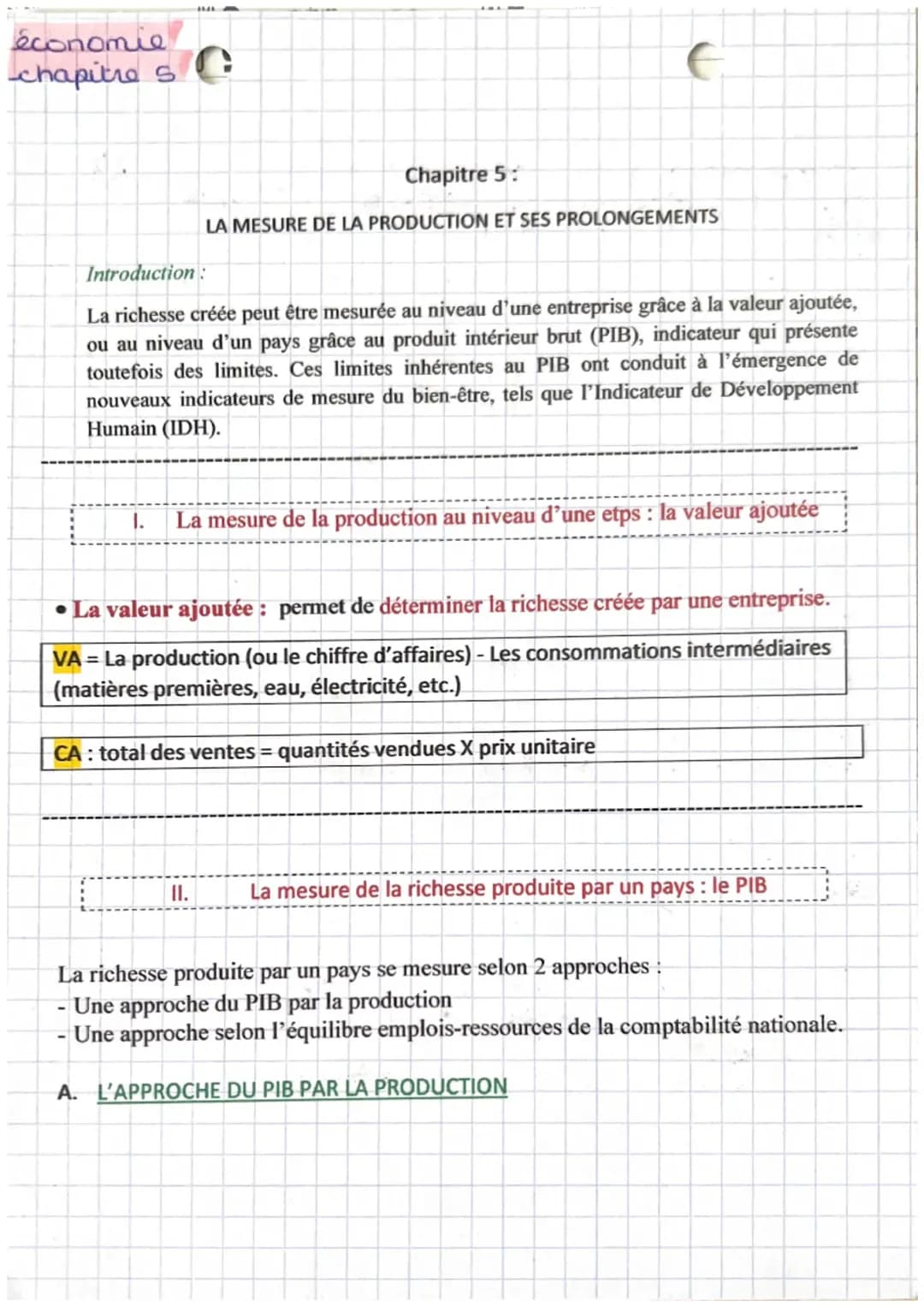 Comprendre la mesure de la production valeur ajoutée et le PIB !