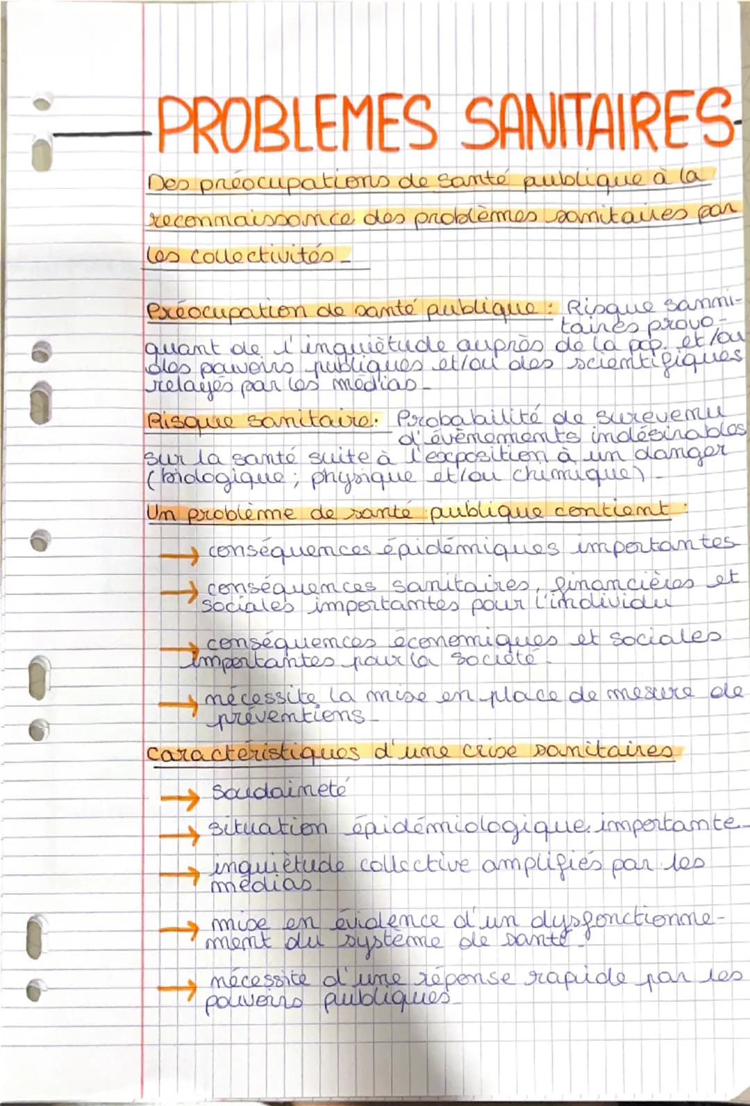PROBLEMES SANITAIRES
Des preocupations de santé publique à la
reconnaissance des problèmes sanitaires par
les collectivités -
Préocupation d