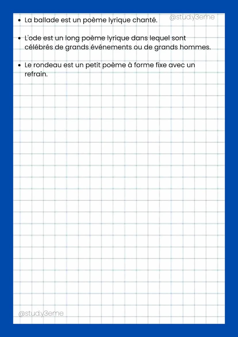 français
LA VERSIFICATION
le vers :
• Alexandrins:12 syllabes
10 syllabes
octosyllabes: 8 syllabes
décasyllabes:
les rimes:
-
• La rime plat