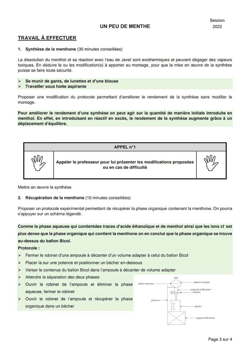 
<p>UN PEU DE MENTHE<br />
BACCALAURÉAT GÉNÉRAL<br />
Épreuve pratique de l'enseignement de spécialité physique-chimie<br />
Évaluation des 