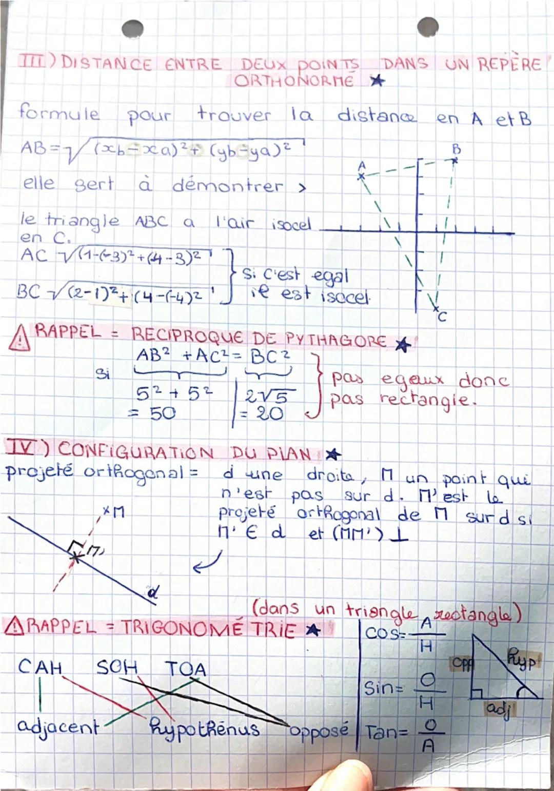 # Math
Chapitre 6 > géométrie repérée
I) REPERE DU PLAN ☆
orthogonal = perpendiculaire
orthonormé = perpendiculaire
et repères égaux
orthogo