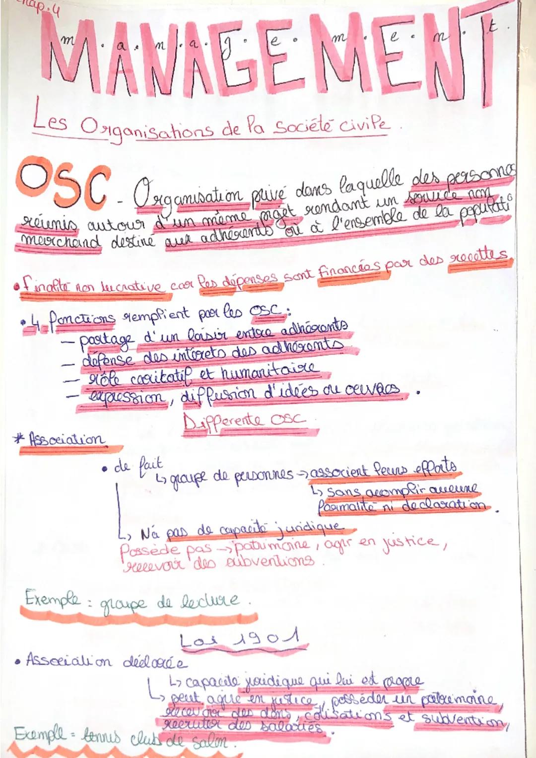 MANAGEMENT
Organisations de la Société civile.
Les
OSC. Organisation prive dans laquelle des personnes
merchand destine ouer adhérents ou à 