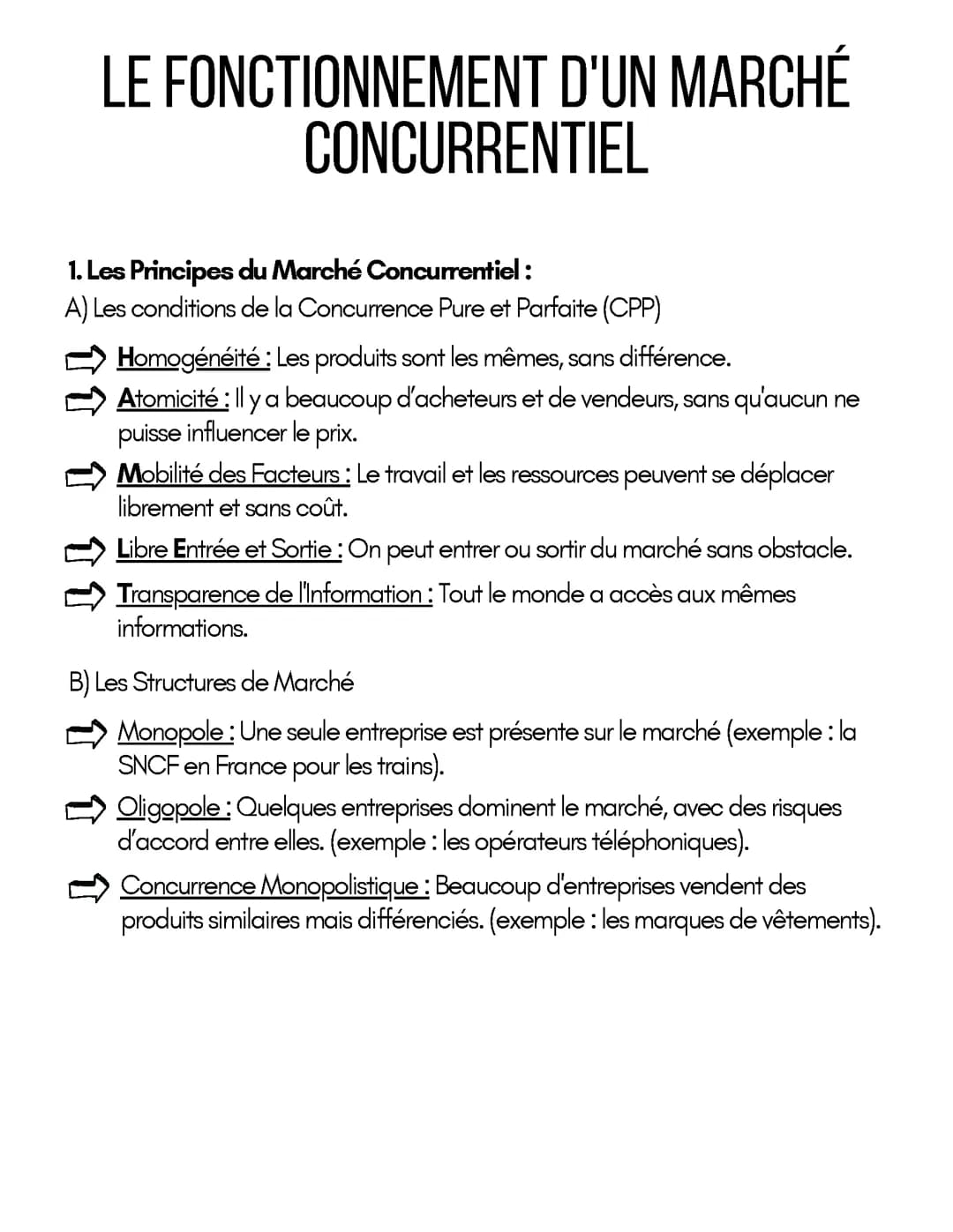 Le fonctionnement d'un marché concurrentiel