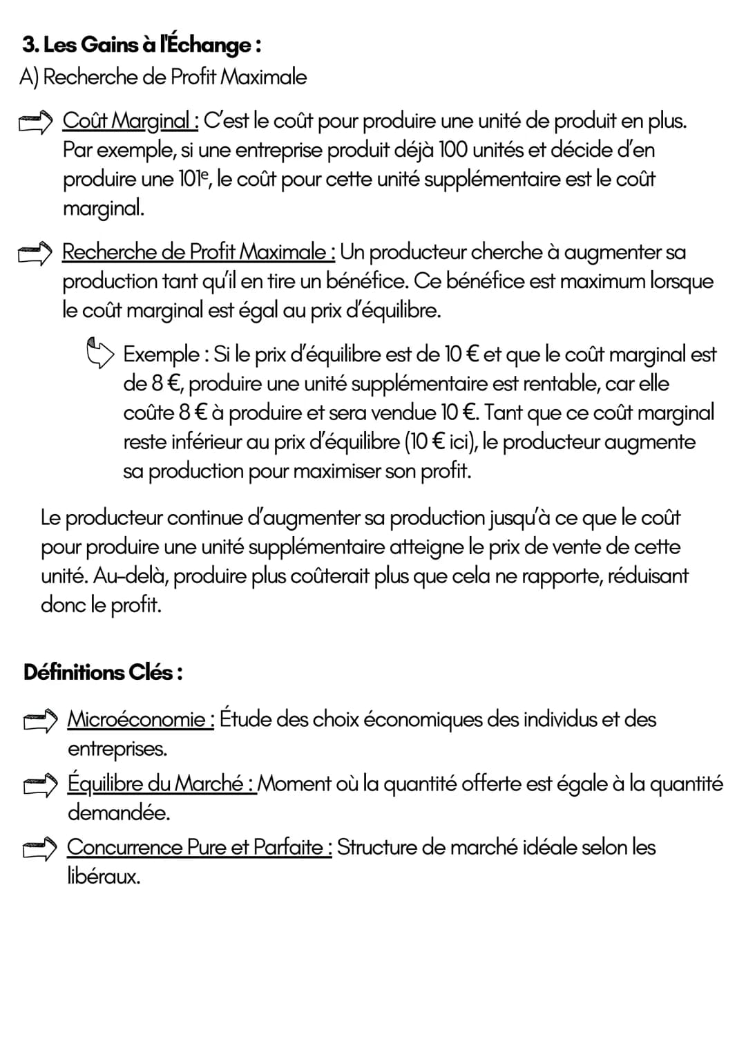 LE FONCTIONNEMENT D'UN MARCHÉ
CONCURRENTIEL
1. Les Principes du Marché Concurrentiel:
A) Les conditions de la Concurrence Pure et Parfaite (