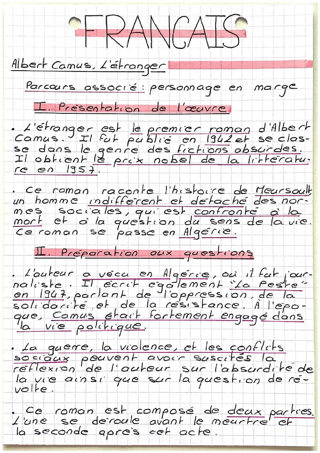 L'Étranger d'Albert Camus: Fiche de Lecture et Résumé Court pour le Bac