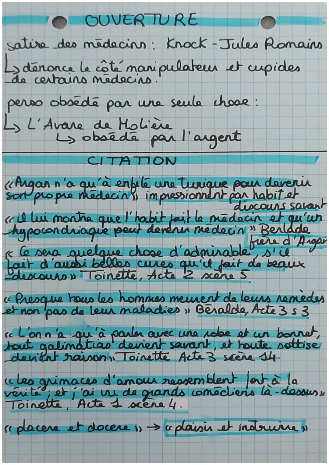 • Le Malade Imagina ne
1673
Amorce: "Ce n'est
pas les médecins qui nous
manquent, c'est la médecine - Montesquieu
Mut litteraire: Classicism