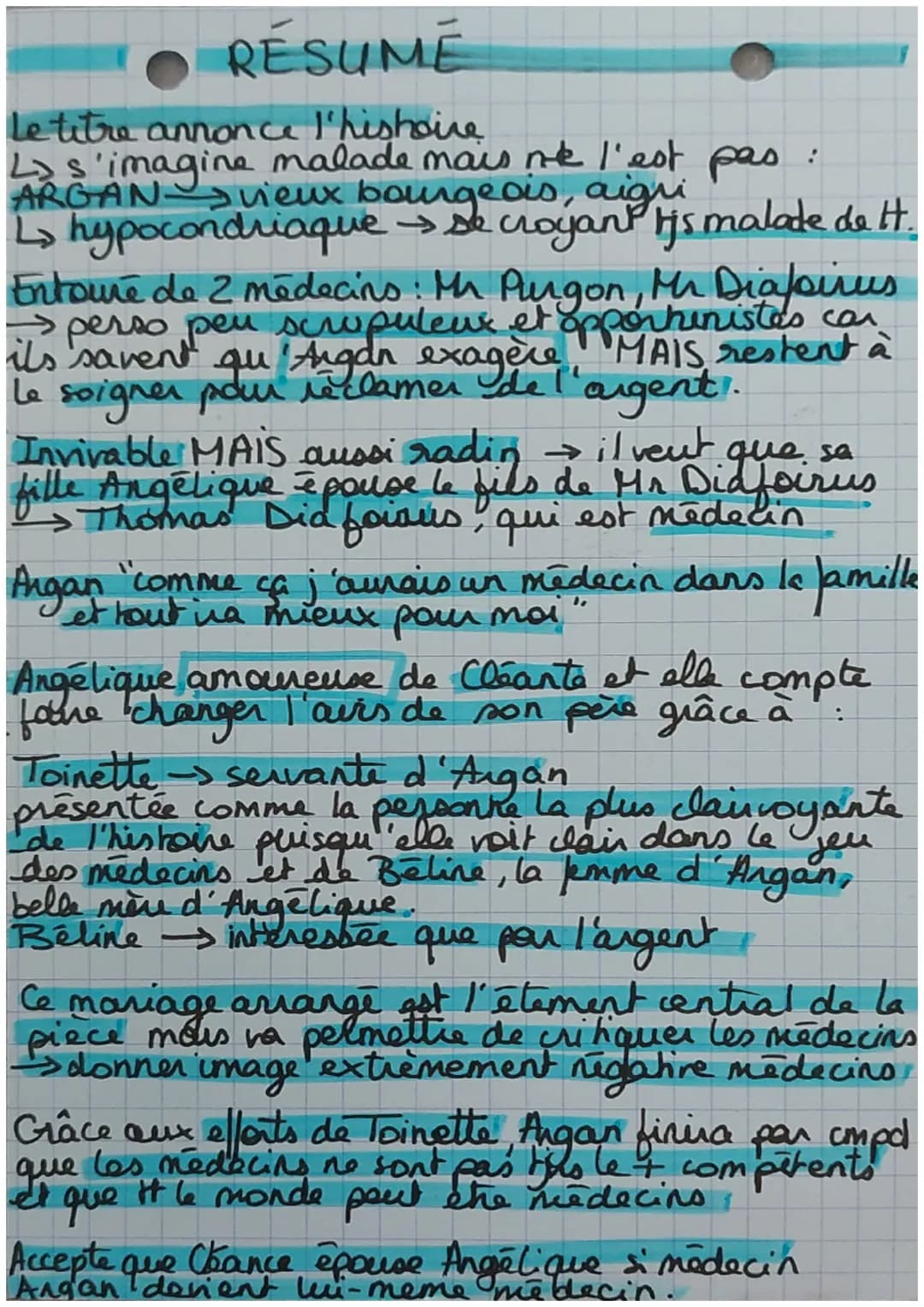 • Le Malade Imagina ne
1673
Amorce: "Ce n'est
pas les médecins qui nous
manquent, c'est la médecine - Montesquieu
Mut litteraire: Classicism